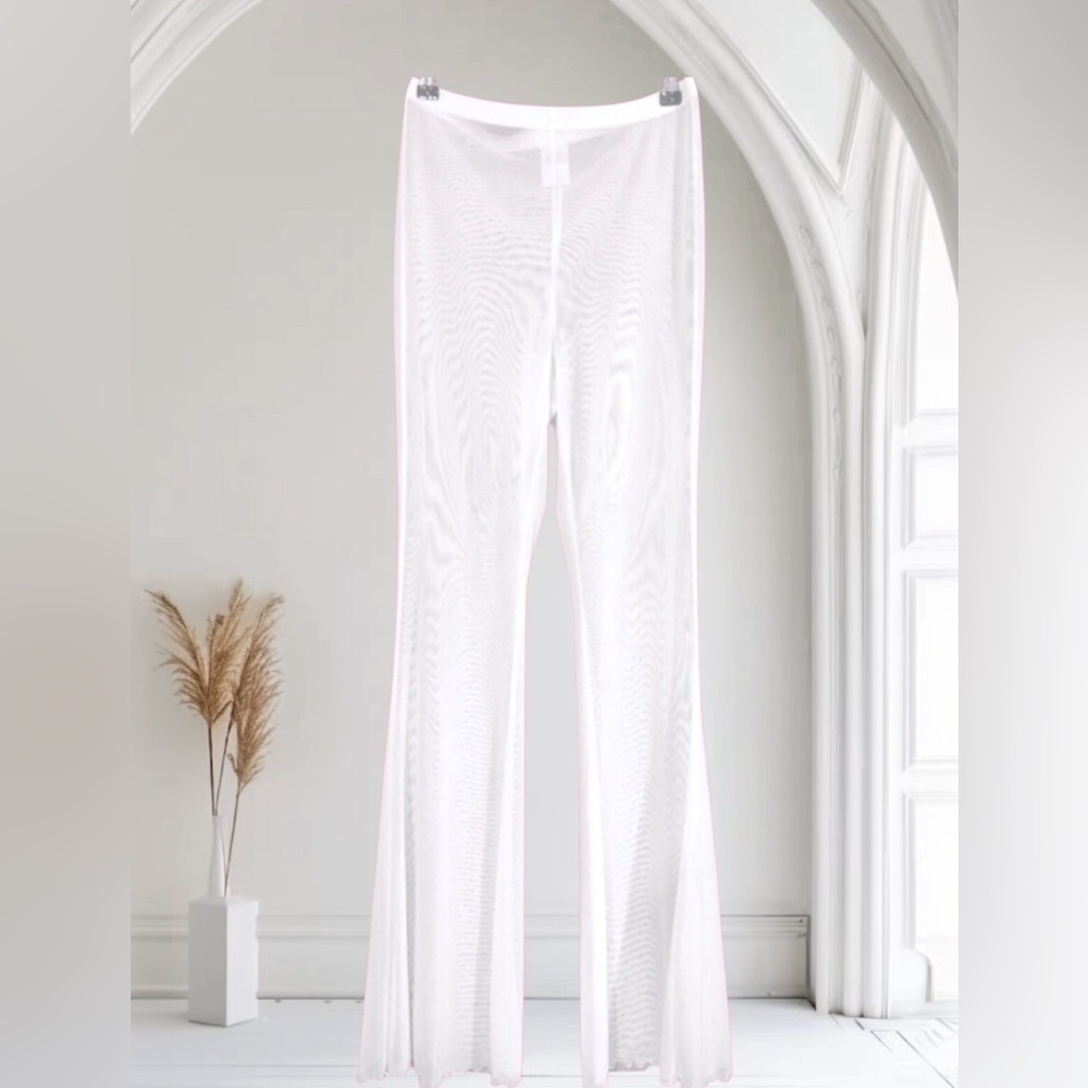 White Sheer Long Bellbottoms NWOT!